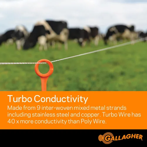 Miniatura 3 de Gallagher Alambre turbo eléctrico para valla 9 hilos de metal mixtos para 40 veces más conductividad y potencia extrema Ideal para vallas