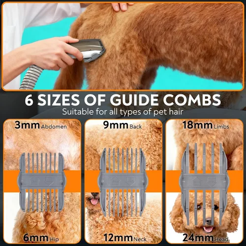 Miniatura 3 de Aspiradora de aseo para mascotas para perros y gatos, succión fuerte de 12 kPa, ≤ 50 dB silenciosa, taza de polvo de 2 litros, kit de aseo 5 en 1