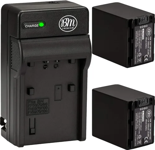 BM Premium 2 baterías y cargador NP-FV100A de alta capacidad para Sony FDR-AX30 FDR-AX33 FDR-AX53 FDR-AX700 FDR-AX100 FDR-AX35 HXR-MC50 HXR-MC88