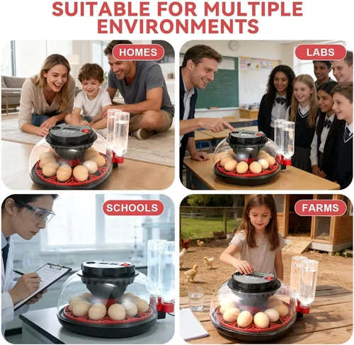 Miniatura 9 de Incubadora Digital de 12 Huevos con Volteador Automático de Huevos, Control de Humedad y Ovoscopio LED para Incubar Pollos, Patos, Codornices y Más