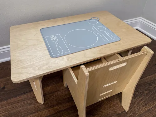 Miniatura 7 de Mantel individual Montessori de silicona para niños pequeños Tapete de placa para niños para mesa de comedor por Fire Rooster Kids (gris, 1)