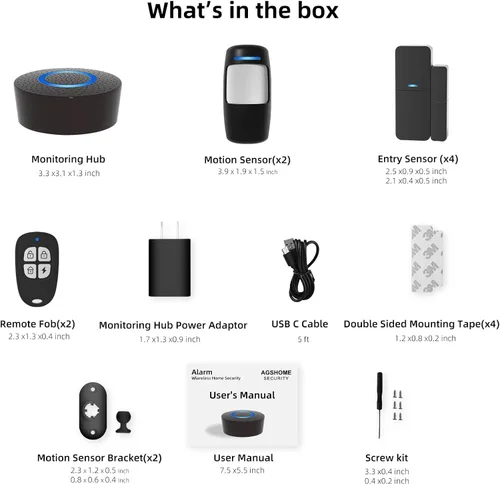 Miniatura 6 de Sistema de alarma inalámbrico para el hogar, kit de 9 piezas, sistema de alarma WiFi para seguridad del hogar con alerta de aplicación de teléfono