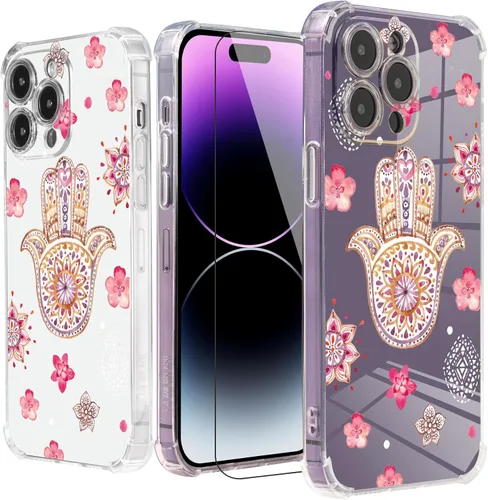 Miniatura 31 de Roemary Buffertech - Funda protectora para iPhone 13 Pro Max con diseño Golden Retriever, diseño de arcoíris con protector de pantalla
