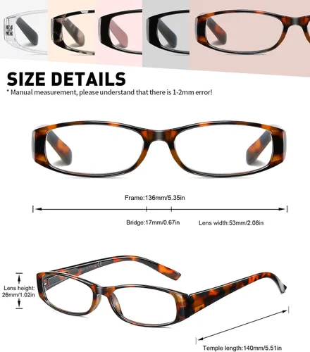 Miniatura 2 de Gafas de lectura con bloqueo de luz azul, paquete de 5 lentes de lectura para mujeres con bisagras de resorte cómodas, lectores antirreflejos, *C1