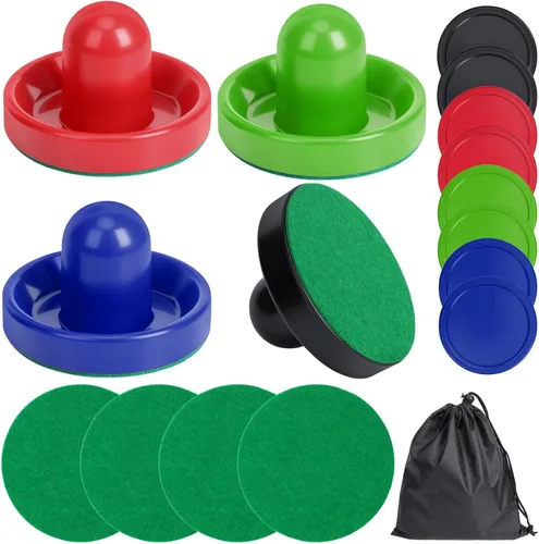 Coopay Paletas y discos de hockey de aire, empujadores de hockey de aire con bolsa de almacenamiento de nailon, accesorios de repuesto para mesas de