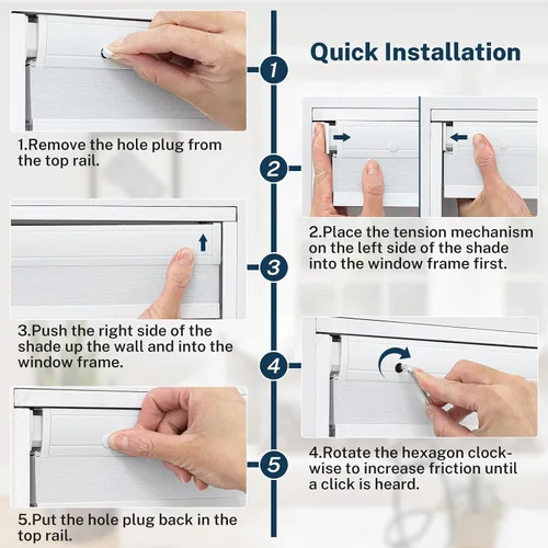 Miniatura 7 de Persianas celulares sin cordón, sin taladro, para ventana de interior, extraíbles y fáciles de instalar, persianas de tela con aislamiento térmico