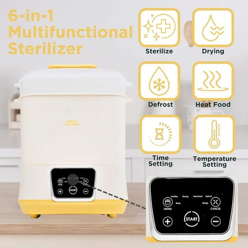 Miniatura 3 de Esterilizador y secadora eléctrica de biberones 6 en 1, uso como calentador de biberones, descongelar, calentar alimentos y máquina desinfectante