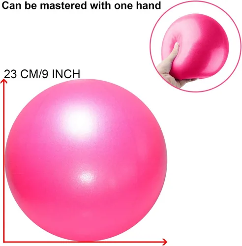 Miniatura 4 de 2 pelotas de pilates de 9.1 in, pelota pequeña de estabilidad para yoga, entrenamiento de núcleo y terapia física, viene con popote inflable