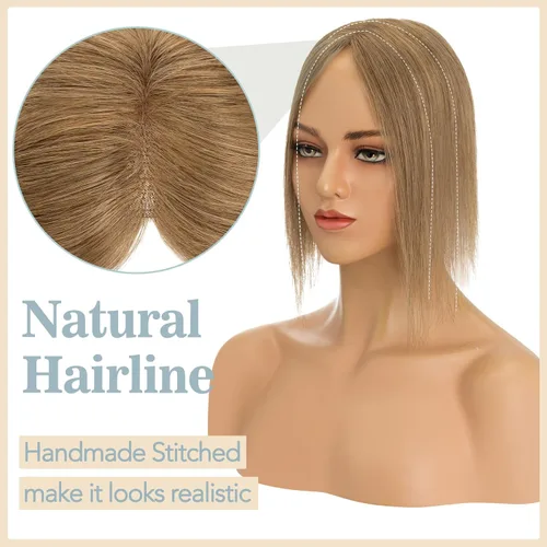 Miniatura 2 de S-noilite Toppers para el cabello para mujer, cabello humano real, base de encaje mejorado, toppers para mujeres con cabello delgado, piezas