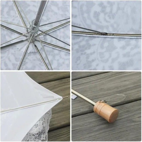 Miniatura 7 de Honeystore - Sombrilla de encaje para novia con 2 paraguas plegable