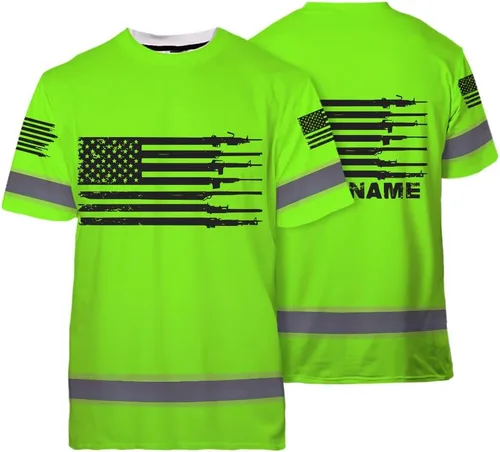 Miniatura 15 de Maddly Colección de ropa de trabajo de alta visibilidad con bandera de EE. UU., personalizada con nombre para trabajadores, corredores, camioneros