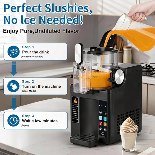 Miniatura 7 de Máquina de granizado y máquina de helado de servicio suave, máquina de granizado para el hogar, máquina de bebidas congeladas, no necesita hielo