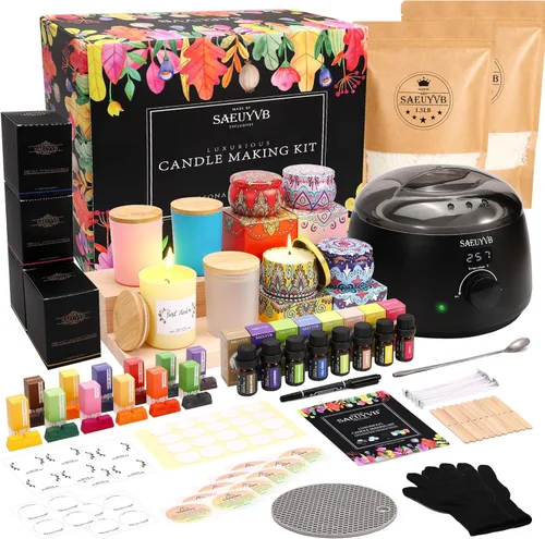 Miniatura 8 de SAEUYVB Kit de fabricación de velas para adultos con placa caliente, suministros de fabricación de velas de soja para principiantes, perfecto como