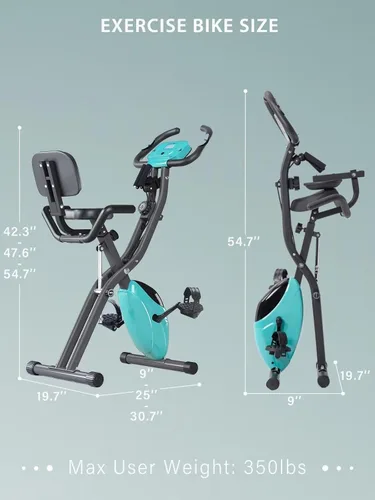 Miniatura 7 de Merax Bicicleta de entrenamiento para el hogar: bicicleta estática reclinada 4 en 1 y posiciones verticales de bicicleta de ciclismo