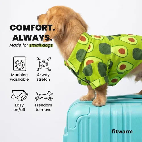Miniatura 6 de Fitwarm Camisa hawaiana para perro con aguacate, ropa divertida de verano para perros pequeños, niños y niñas, acogedor atuendo con cuello