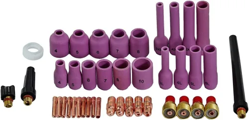 Miniatura 13 de RIVERWELD TIG Gas Lens Collet Bodies 45V 13N Jumbo Boquilla de alúmina de gran diámetro Tazas de cerámica 57N75 6#, 57N74 8#, 53N88 10#, 53N87 12#