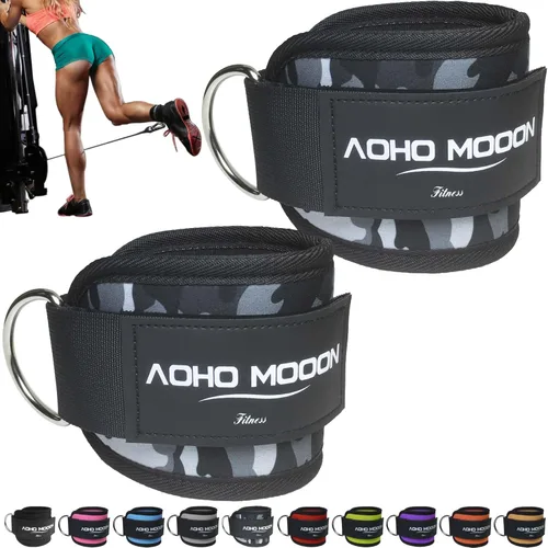 Miniatura 14 de AOHO MOOON Correas de tobillo ajustables y cómodas para máquinas de cable para mujeres, correa de pierna para gimnasio, tobillera para glúteos