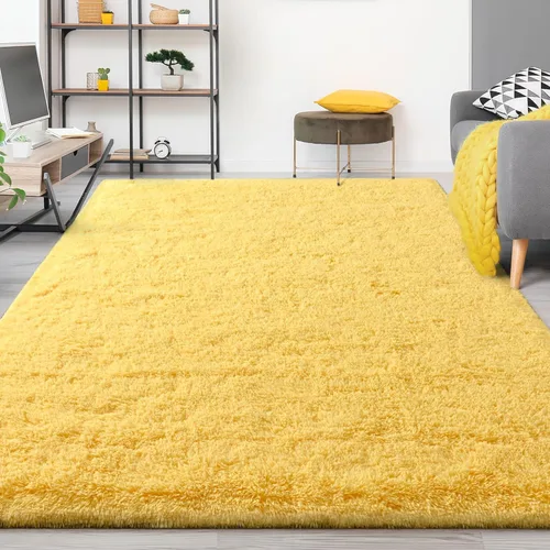 Miniatura 17 de FlyDOIT Alfombras Grandes para Sala de Estar, 5x8 Pies Alfombra Shaggy Teñida con Tie-Dye Gris Oscuro, Alfombras Mullidas Tipo Manta, Alfombras