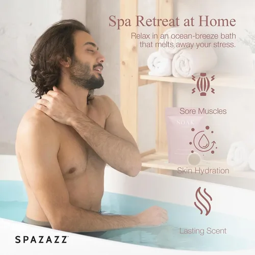 Miniatura 6 de Spazazz Sales de baño de sal del mar muerto – Sales de baño de aromaterapia con ondas de manzanilla sedosas – 33.3 onzas de sales naturales del mar