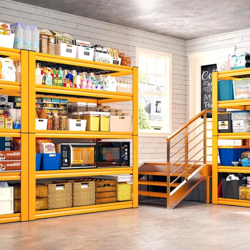 Miniatura 2 de REIBII Estantería de garaje con carga de 3000 libras, estantes de almacenamiento de 5 niveles, estantería de metal resistente ajustable para Amarillo