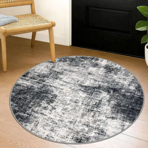 Miniatura 69 de IOHOUZE Alfombra pequeña abstracta de 2 x 3 pies, alfombra de entrada lavable para entrada interior, alfombras con respaldo de goma, alfombra gris