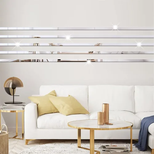 Miniatura 2 de Calcomanías de pared de espejo acrílico, espejo a rayas 3D para sala de estar, calcomanías de pared de línea extraíble, calcomanías de pared