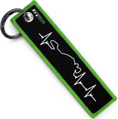 KEYTAILS Llaveros, etiqueta de calidad premium para motocicleta, automóvil, scooter, ATV, UTV [personalizable, Cafe Racer, latido del corazón] Verde