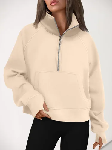 Miniatura 6 de AUTOMET Sudaderas con media cremallera para mujer, sudadera corta de vellón con cremallera de un cuarto, sudaderas con capucha para el otoño, a