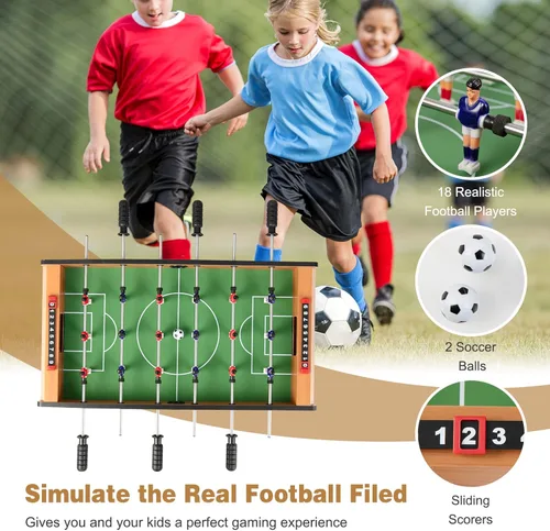 Miniatura 4 de Giantex Mesa de futbolín de 27 pulgadas, fácil de montar de madera con pelotas de fútbol, juego de fútbol de interior para salas de juegos, bares