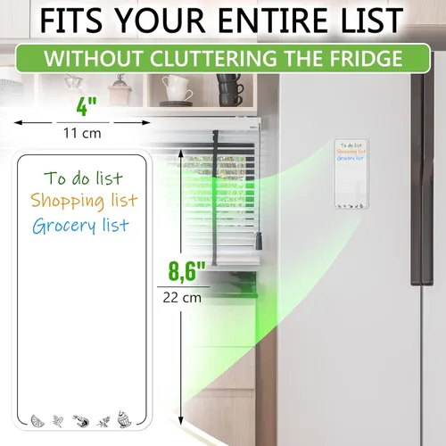 Miniatura 4 de Lista de comestibles de borrado en seco para refrigerador, 4.5 x 8.5 pulgadas, lista de compras de borrado en seco blanca para refrigerador, lista