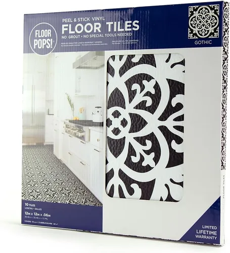 Miniatura 8 de FloorPops Azulejos góticos adhesivos para el suelo, FP2475, color negro