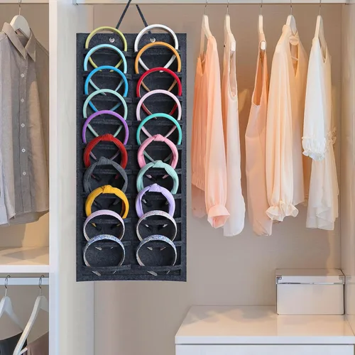 Miniatura 5 de SMUK Organizador de diadema colgante para niñas, soporte para diadema de pared para mujeres, organizador de accesorios para el cabello en la pared