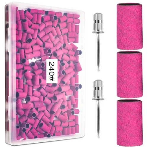 Miniatura 8 de Bandas de lijado para uñas, banda de lijado de grano 180 para taladro de uñas, 200 bandas de lijado rosa de grano fino 180 con broca de lijado