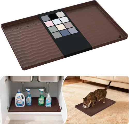 Miniatura 89 de URMONA Tapete de silicona impermeable para debajo del fregadero, 34 x 22 pulgadas, forro para estante de cocina y baño, protector de gabinetes
