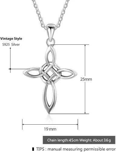Miniatura 3 de Collar con colgante de nudo celta de plata de ley 925, joyería de moda para mujer, cadena Rolo de 18 pulgadas
