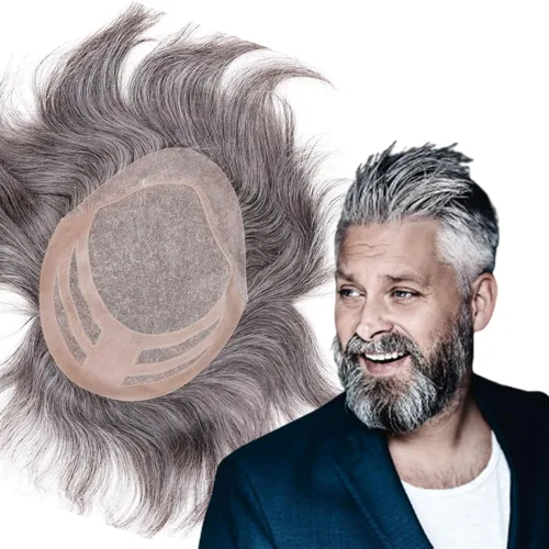Miniatura 10 de Pelucas para hombre, tupé para hombre, unidad de tejido de cabello humano virgen europeo para hombre, tupé, mono encaje superior, piel sintética, 1B