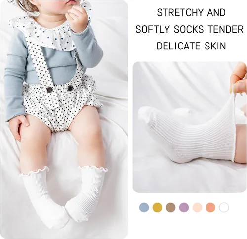 Miniatura 7 de Witwot Calcetines tobilleros con volantes para bebés y niñas, calcetines de algodón para vestir de 6M a 7 años