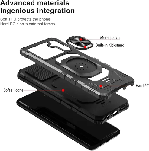 Miniatura 4 de Ailiber Funda para Samsung Galaxy A13, Galaxy A04S con protector de pantalla de vidrio templado, soporte de anillo para montaje magnético