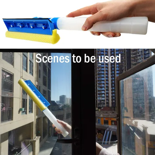 Miniatura 6 de Limpiador de ventanas de coche con esponja y cuchilla de goma, limpiador con botella de spray 3 en 1, multiusos, para interiores y exteriores