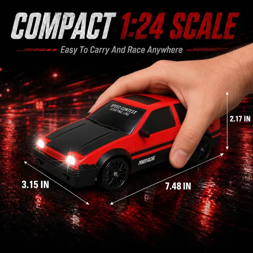 Miniatura 5 de Liberty Imports RC Drift Car 1/24 2.4GHz 4WD Control remoto Sport Racing Vehículo en carretera con luz LED, baterías y neumáticos de deriva