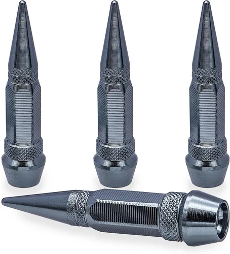 Miniatura 73 de 4 piezas de tapas de válvula de rueda con estilo púas, cubiertas universales de válvula de rueda de aleación de aluminio a prueba de polvo