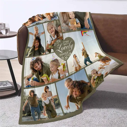 Miniatura 5 de Mantas personalizadas con fotos, manta para el día del padre: fabricada en Estados Unidos, mantas personalizadas con imágenes, manta personalizada