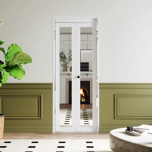Miniatura 2 de BARNER HOME Puertas plegables, puertas de armario con espejo completo para abertura de 48" (doble 24") x 80", puerta plegable interior para despensa