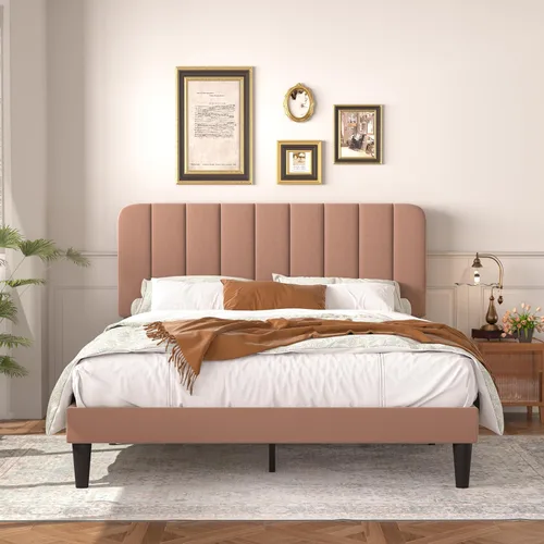 Miniatura 22 de VECELO Marco de Cama Tapizada Tamaño Full con 4 Cajones y Cabecero, Marco de Cama Plataforma de Almacenamiento de Terciopelo, Soporte de Listones
