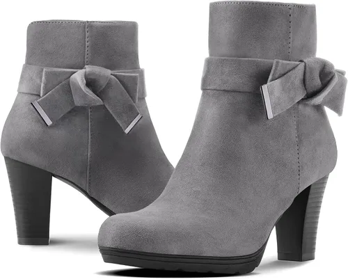 Miniatura 3 de mysoft Botines para mujer con tacón, tacón grueso apilado, cremallera al tobillo para mujer