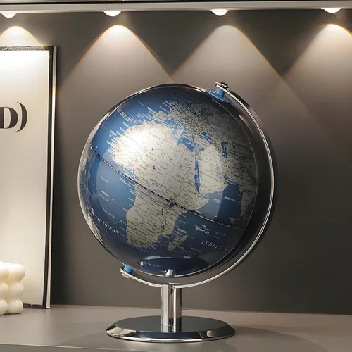 TTKTK Globo del mundo con soporte de acero inoxidable, globo de escritorio moderno de 8 pulgadas para decoración educativa en casa, oficina,
