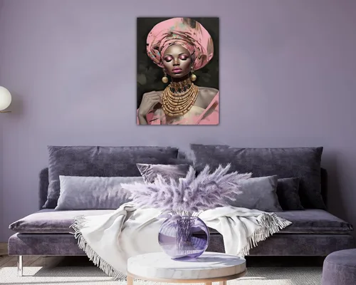 Miniatura 150 de Arte de pared afroamericano, decoración de rey y reina bailarín negro para sala de estar, arte de pareja de amor negro para dormitorio, lienzo