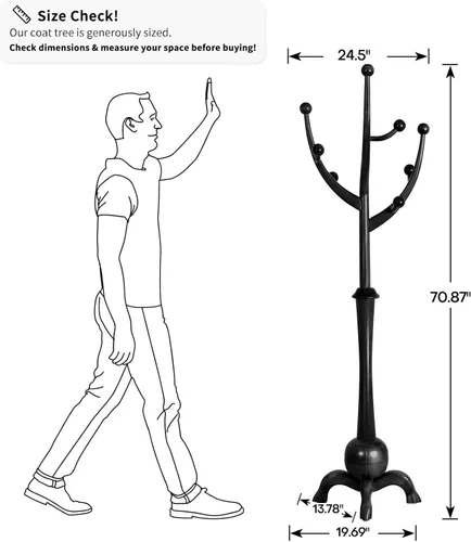 Miniatura 2 de Perchero de Pie de Madera Resistente con 8 Ganchos, Diseño Único con Aspecto de Rama de Árbol, Perchero de Árbol Premium para Colgar Ropa con Base