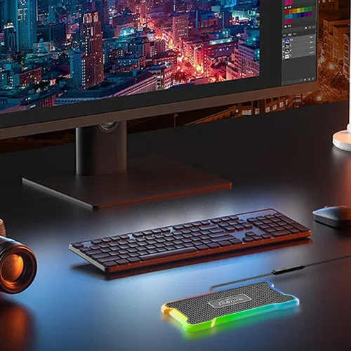 Miniatura 9 de POLMXS - Cargador inalámbrico para automóvil, cargador inalámbrico para teléfono celular, con luz RGB, alfombrilla de carga inalámbrica compatible