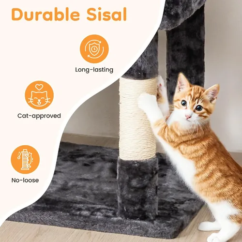 Miniatura 4 de Torre de árbol para gatos de varios niveles de 73 pulgadas para gatos grandes con postes rascadores, condominios, percha, hamacas y juguetes